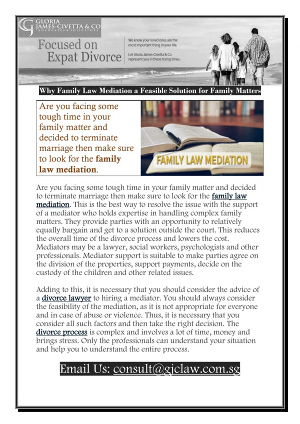 Why Family Law Mediation a Feasible Solution for Family Matters