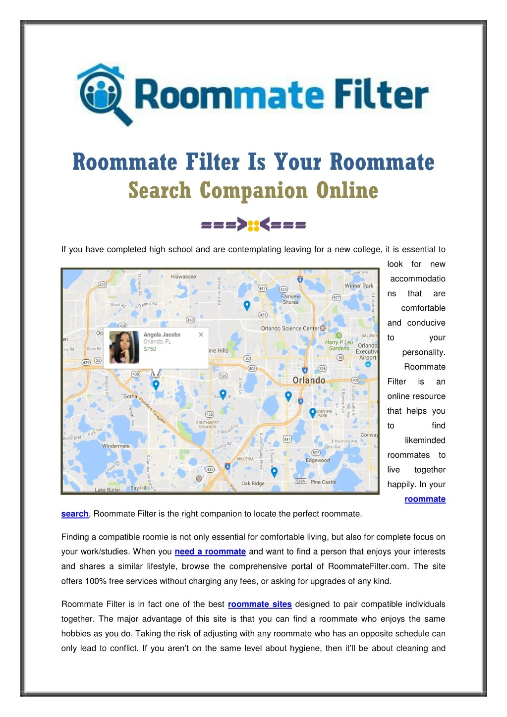 roommate filter is your roommate search companion