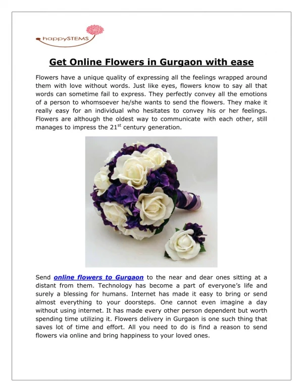 Get Online Flowers in Gurgaon with ease