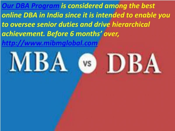 DBA Programme in India since it is intended to MIBM GLOBAL