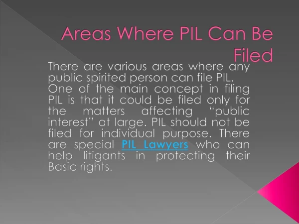 Areas Where PIL Can Be Filled
