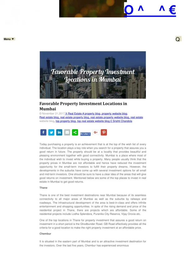 Favorable Property Investment Locations in Mumbai