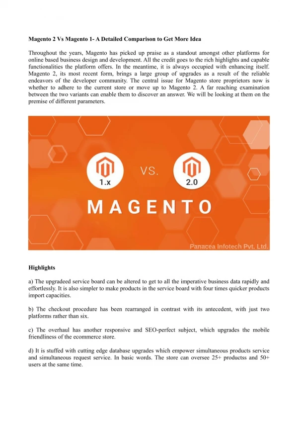 Magento 2 Vs Magento 1- A Detailed Comparison to Get More Idea