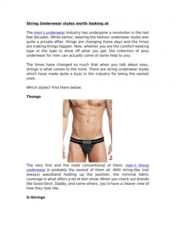 String Underwear styles worth looking at