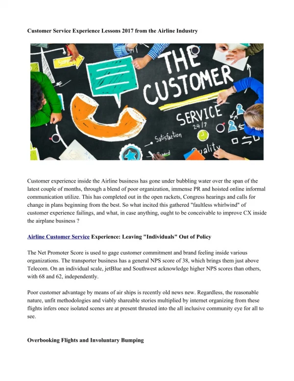 Customer Service Experience Lessons 2017 from the Airline Industry