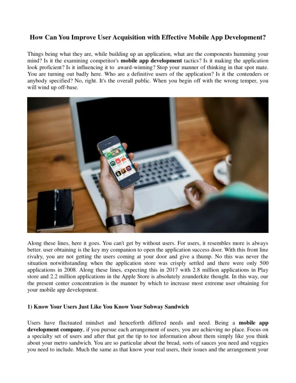 How Can You Improve User Acquisition with Effective Mobile App Development?