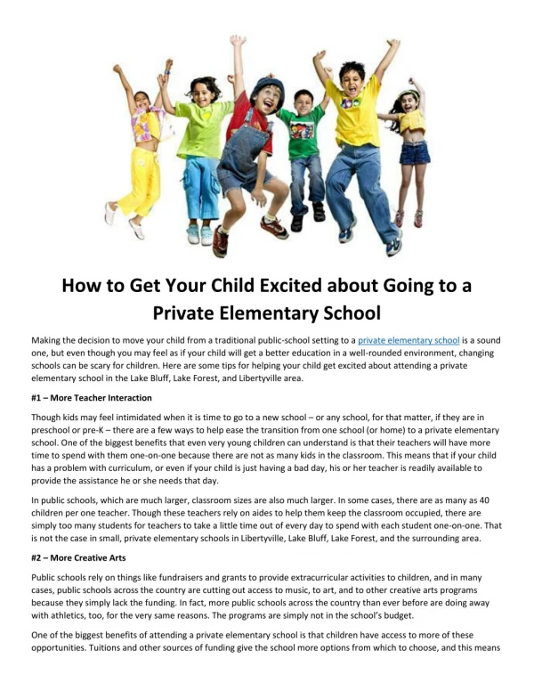 How to Get Your Child Excited about Going to a Private Elementary School