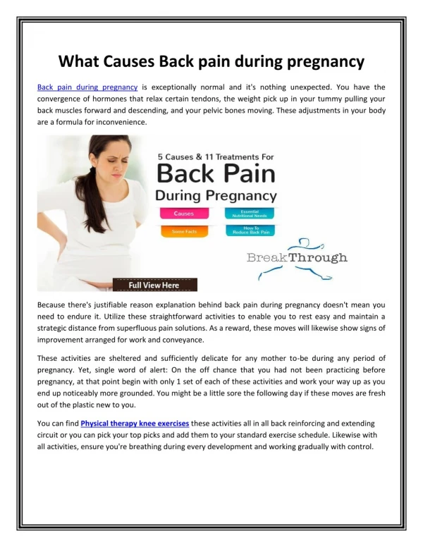 What Causes Back pain during pregnancy