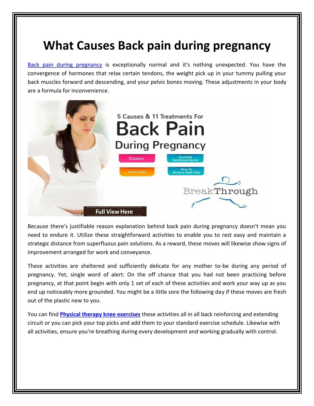 what causes back pain during pregnancy
