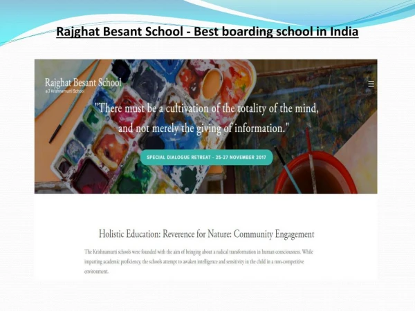 Rajghat Besant School - Best boarding school in India