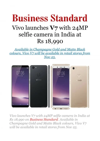 Vivo launches V7 with 24MP selfie camera in India at Rs 18,990
