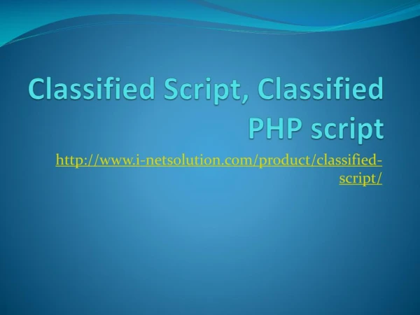 Classified Script, Classified PHP script, Classified Ads Script