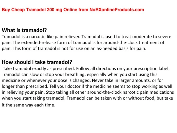 Buy Cheap Tramadol 200 mg Online from NoRXonlineProducts.com