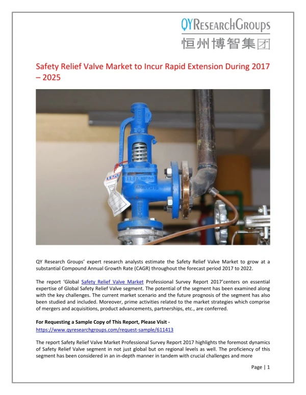 Safety Relief Valve Market to Incur Rapid Extension During 2017 – 2025