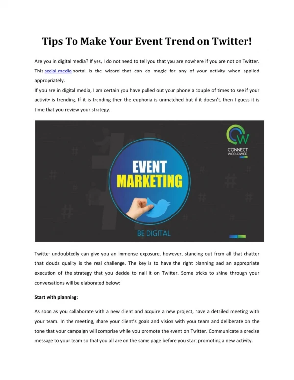 Tips to make your event trend on twitter