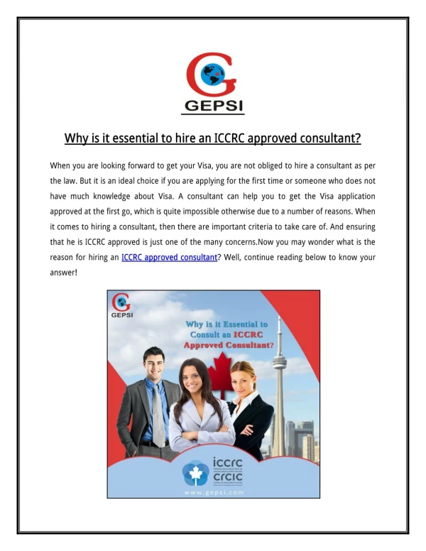 Get your visa with help of ICCRC approved immigration consultant