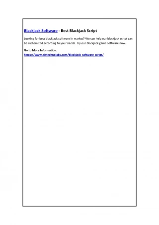Blackjack Software - Best Blackjack Script - slide 1