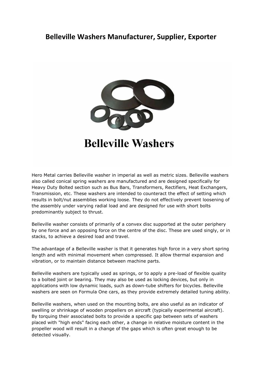 belleville washers manufacturer supplier exporter