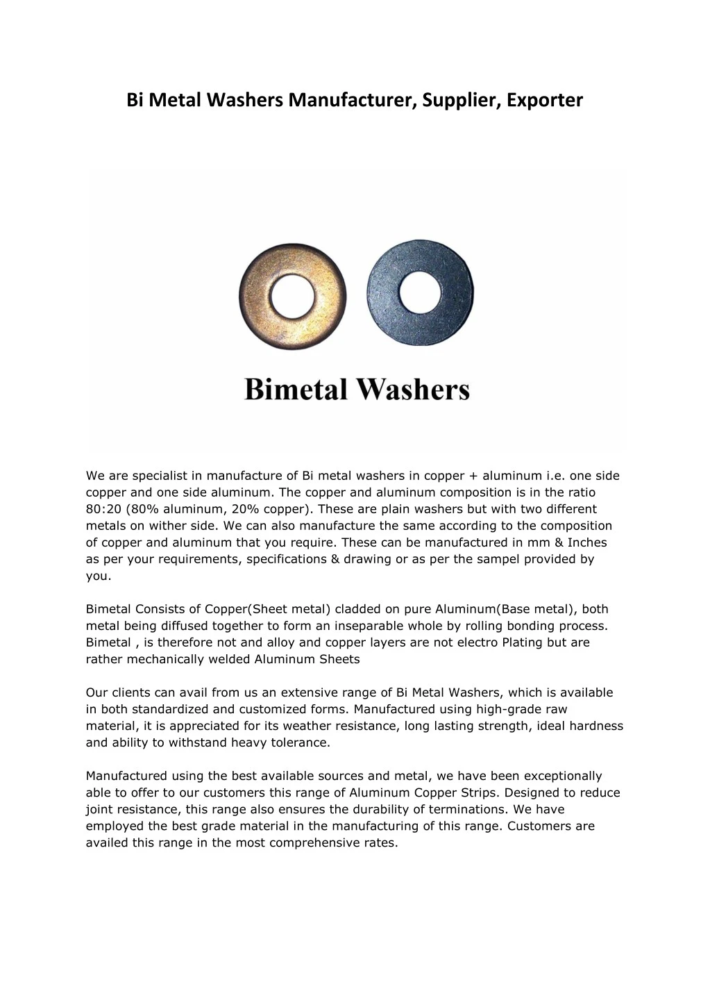 bi metal washers manufacturer supplier exporter