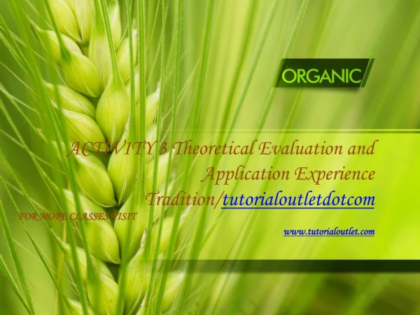 ACTIVITY 3 Theoretical Evaluation and Application Experience Tradition/tutorialoutletdotcom