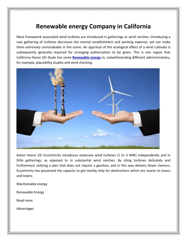 Renewable energy Company in California | EEI
