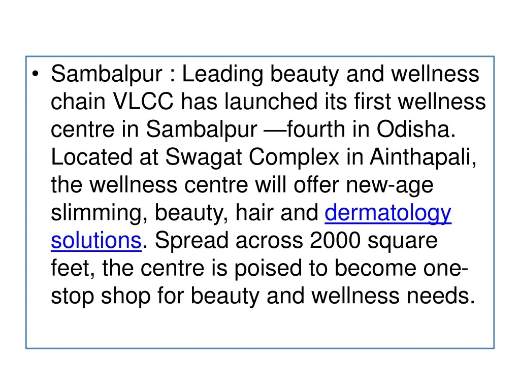 sambalpur leading beauty and wellness chain vlcc