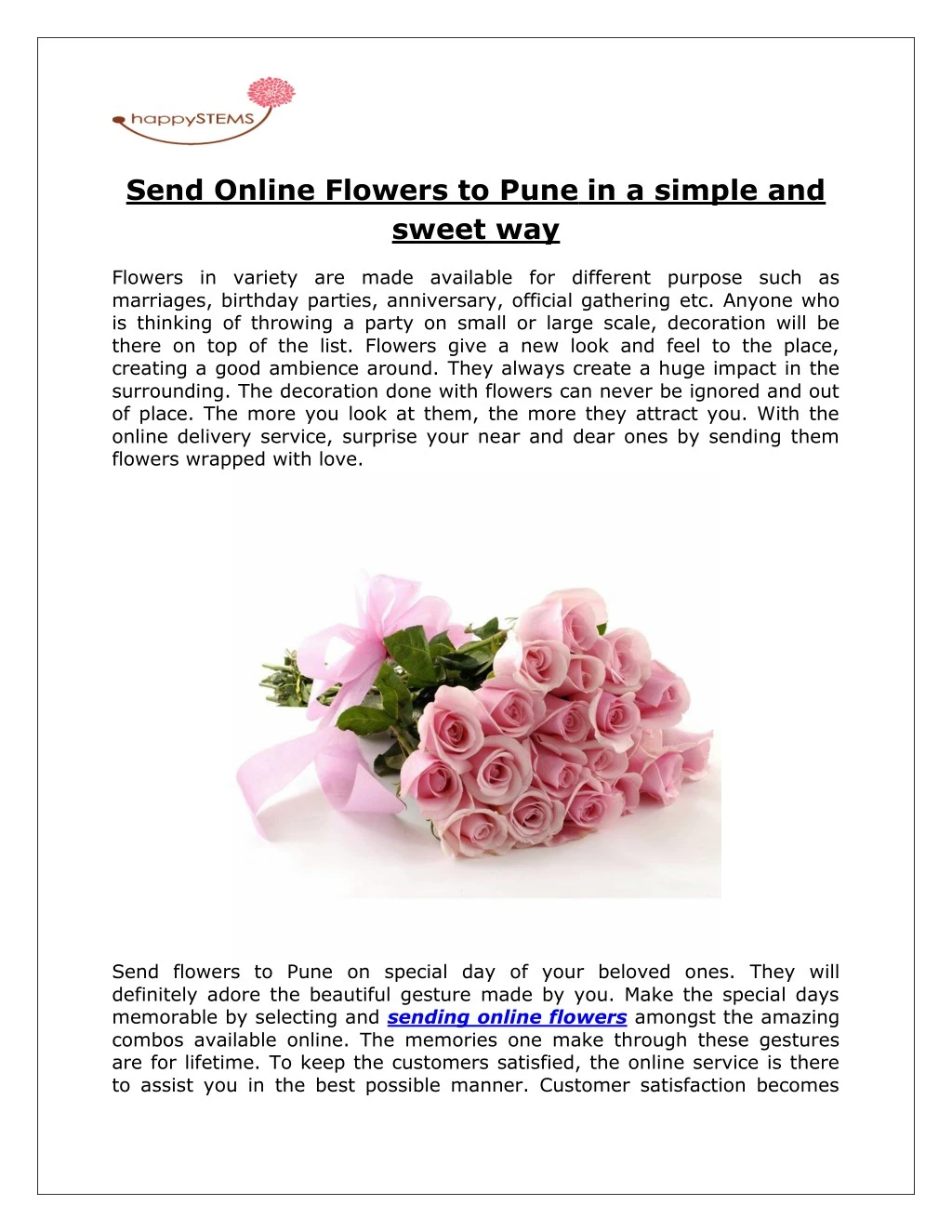 send online flowers to pune in a simple and sweet