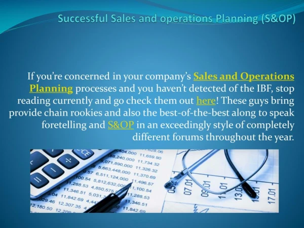 Successful Sales and operations Planning (S&OP)
