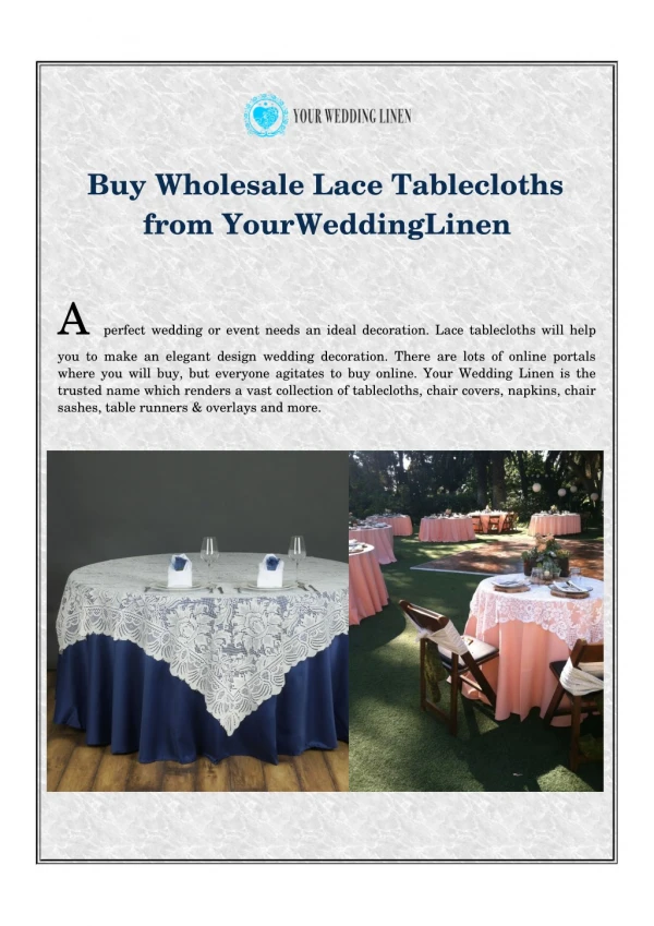 Buy wholesale lace tablecloths from yourweddinglinen