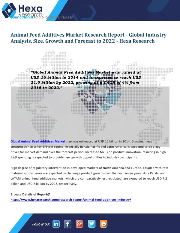 Animal Feed Additives Market Research Report - Industry Analysis and Forecast to 2022