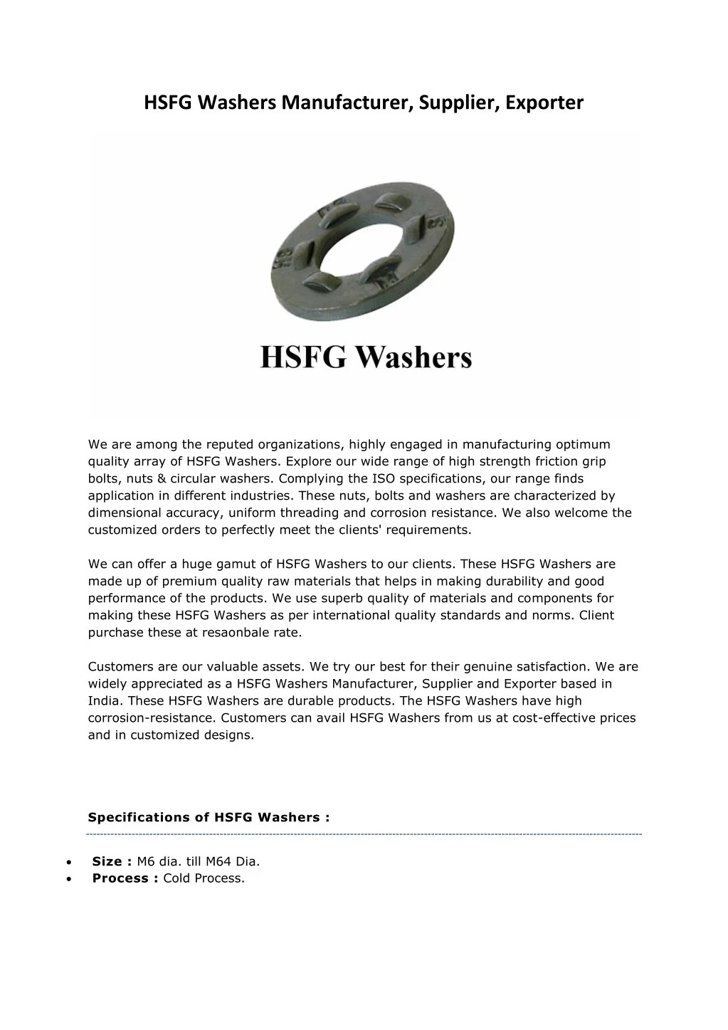 hsfg washers manufacturer supplier exporter
