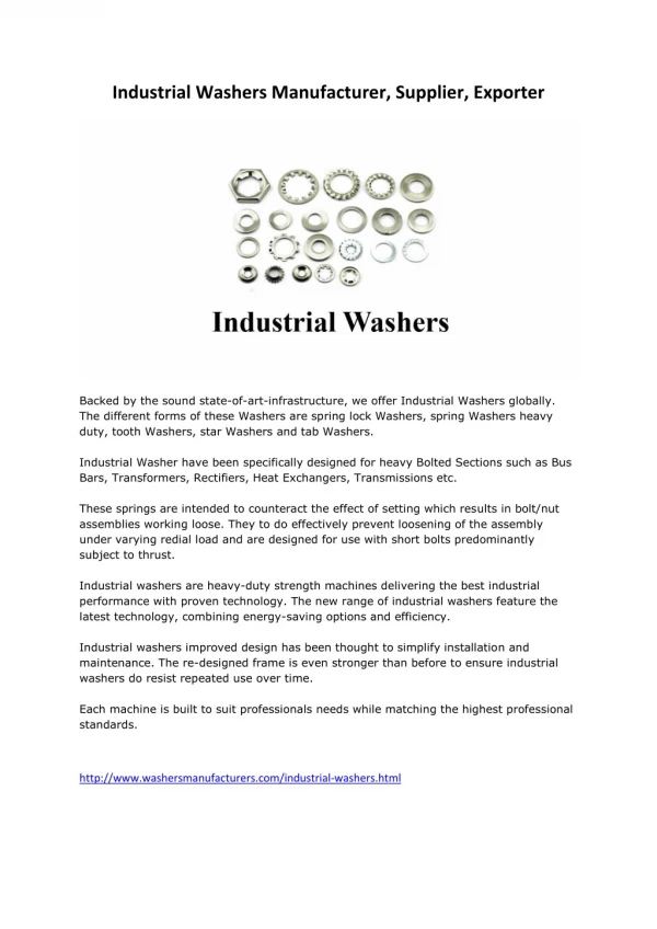 Industrial Washers Manufacturers Suppliers Exporters Mumbai India