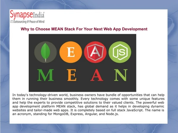 Why to Choose MEAN Stack For Your Next Web App Development