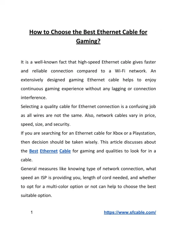 How to Choose the Best Ethernet Cable for Gaming?