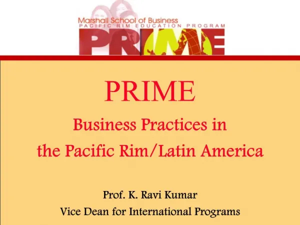 PRIME Business Practices in the Pacific Rim