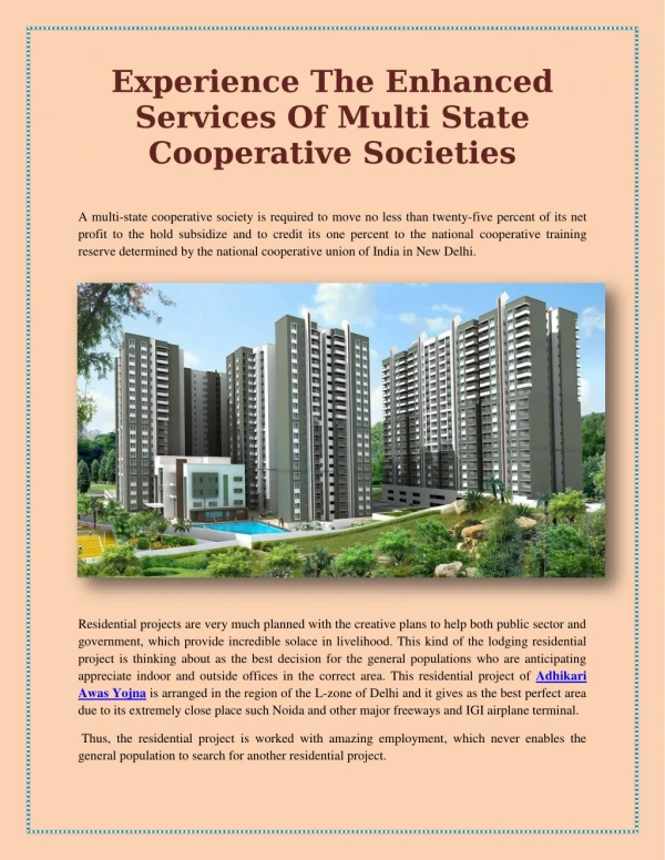 Experience The Enhanced Services Of Multi State Cooperative Societies