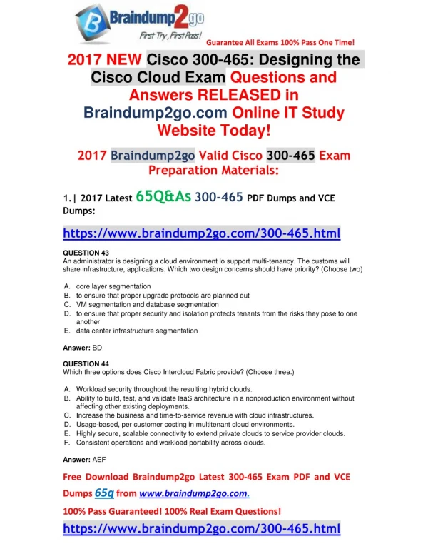 [Full Version!]2017 New 300-465 PDF Dumps 65Q Free Offe(Q43-Q49)