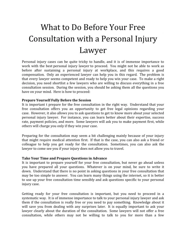 What to Do Before Your Free Consultation with a Personal Injury Lawyer