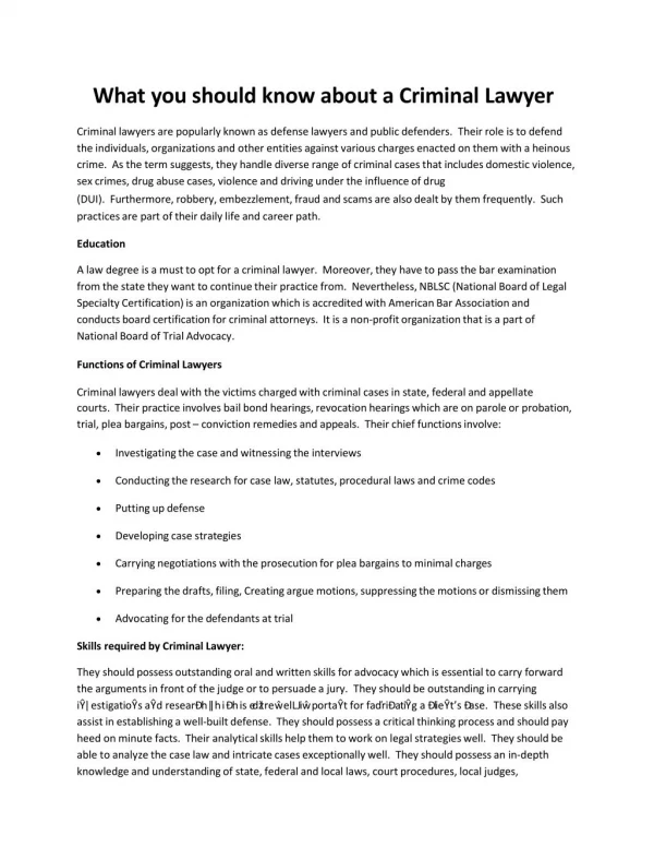 What you should know about a Criminal Lawyer