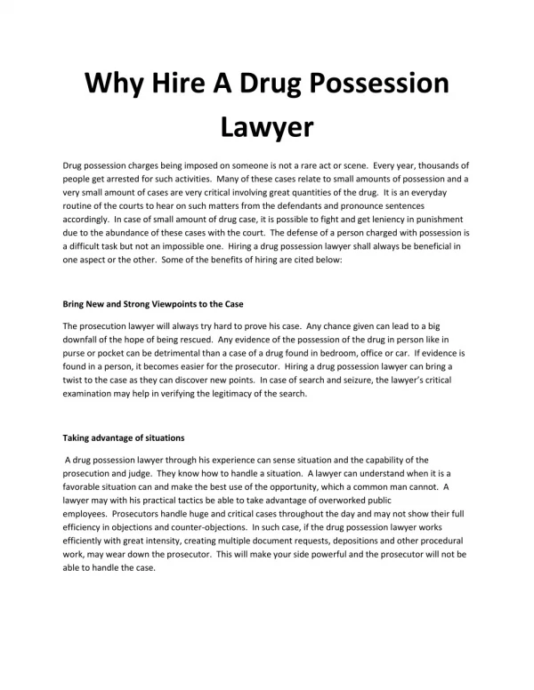 Why Hire A Drug Possession Lawyer?