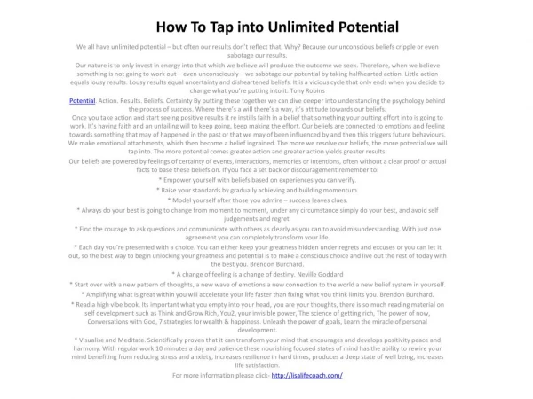 How To Tap into Unlimited Potential