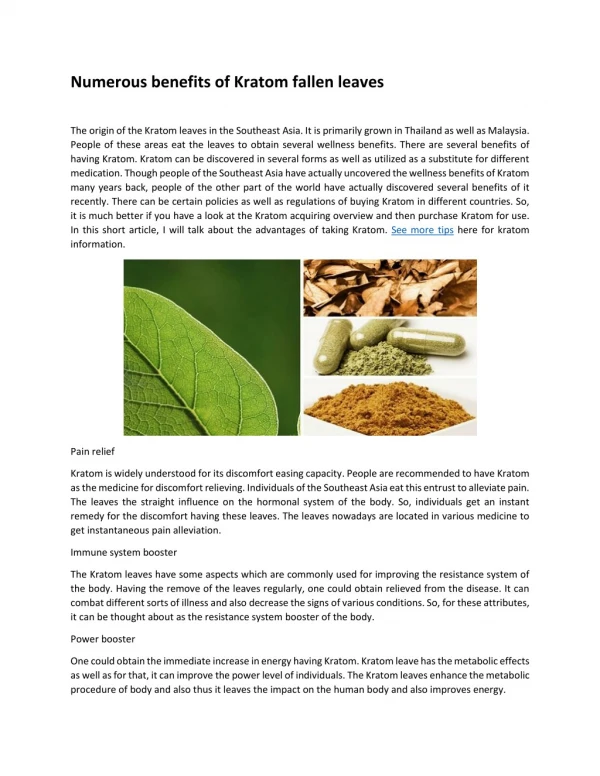 Numerous benefits of Kratom fallen leaves