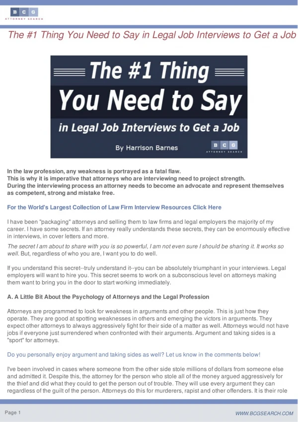 The #1 Thing You Need to Say in Legal Job Interviews to Get a Job