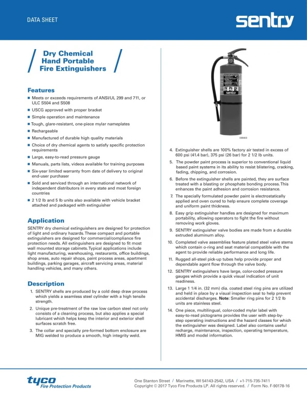 Sentry Stored Pressure Dry Chemical Extinguisher