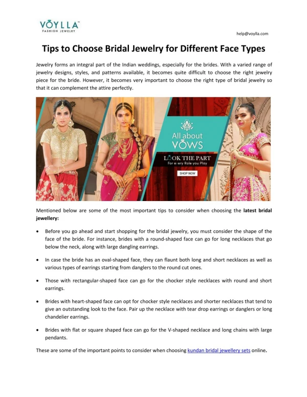 Tips to Choose Bridal Jewelry for Different Face Types