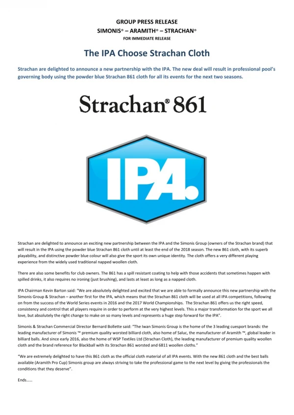 The IPA Choose Strachan Cloth