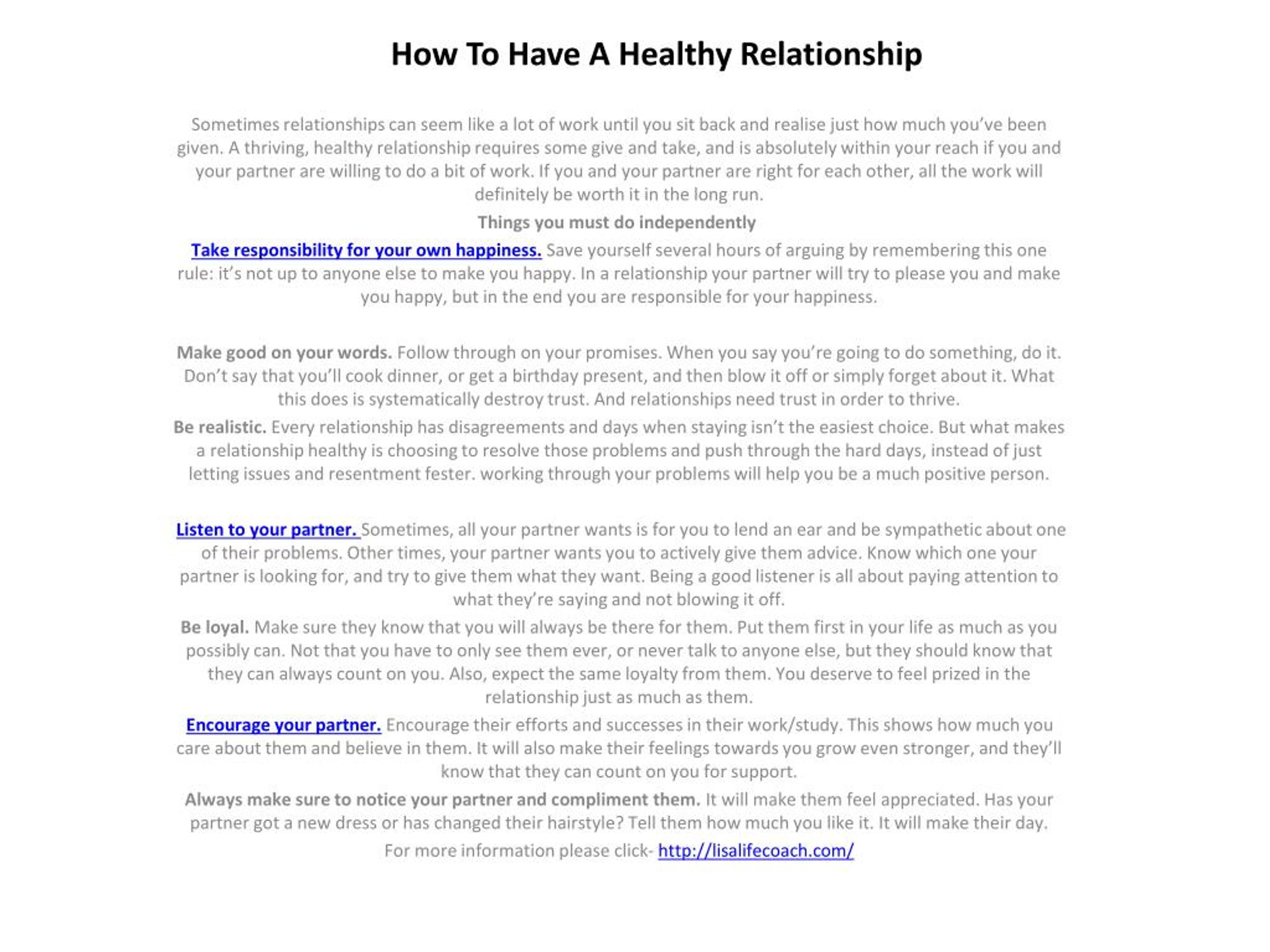 PPT - How To Have A Healthy Relationship PowerPoint Presentation, free ...