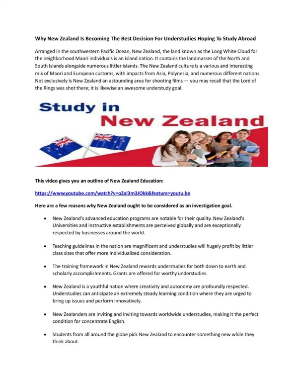 Why New Zealand Is Becoming The Best Decision For Understudies Hoping To Study Abroad