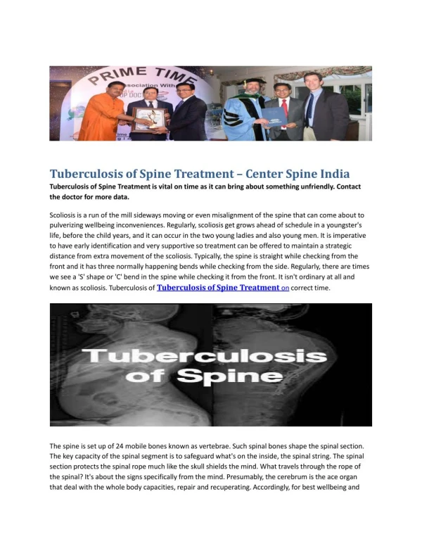 Tuberculosis of Spine Treatment – Center Spine India
