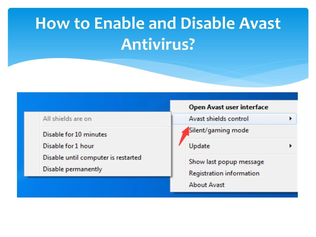 how to enable and disable avast antivirus
